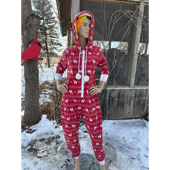 Abercrombie & Fitch Lined Knit Romper Unionsuit Jumpsuit Hooded Pajamas - Picture 1 of 11